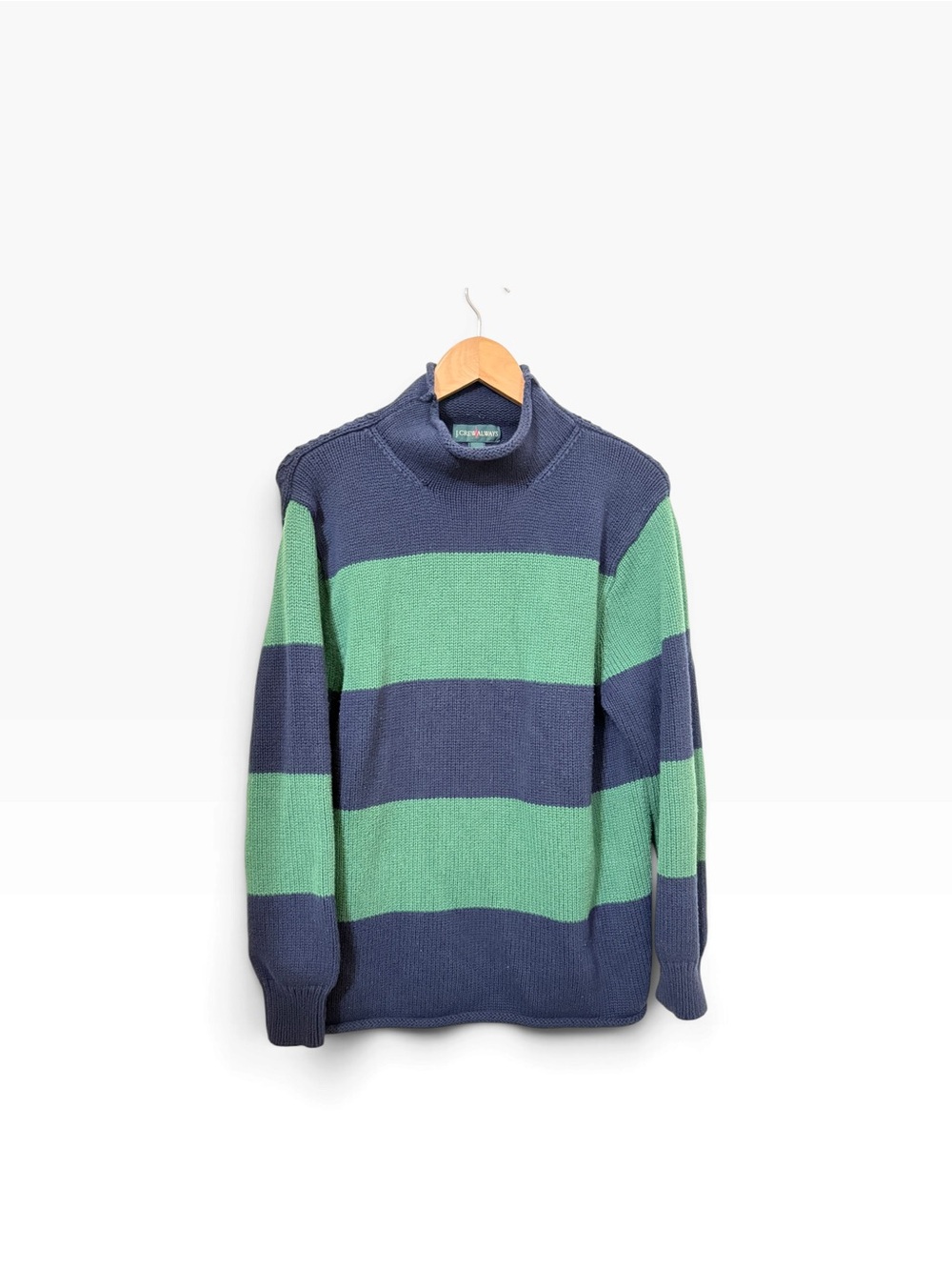 J. Crew always roll-neck sweater stripe cotton sweater chunky knit size medium